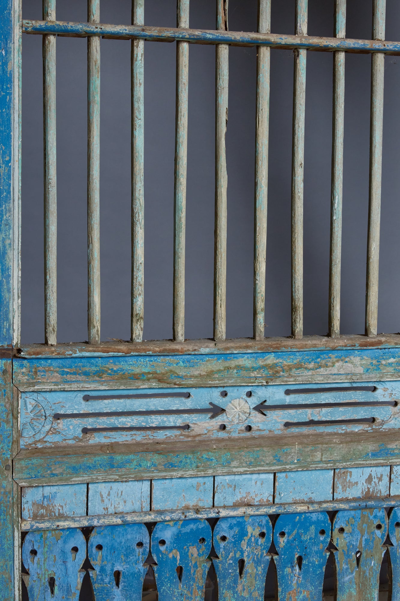 Blue Painted Window Panel from Madura Island 1880