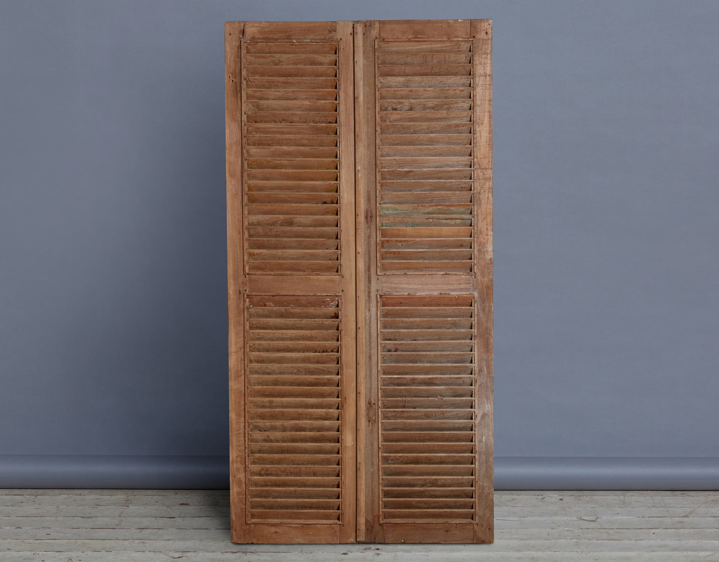 A Pair of 19th Century Carved Teak Louvered Doors From Java