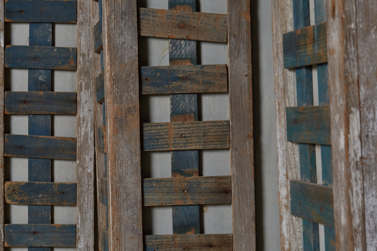 Set of 3 Old Lattice & Pine Square Columns from Georgia