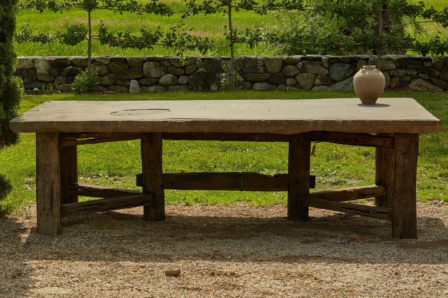 19th Century Bluestone & Ulin Wood Large Dining Table