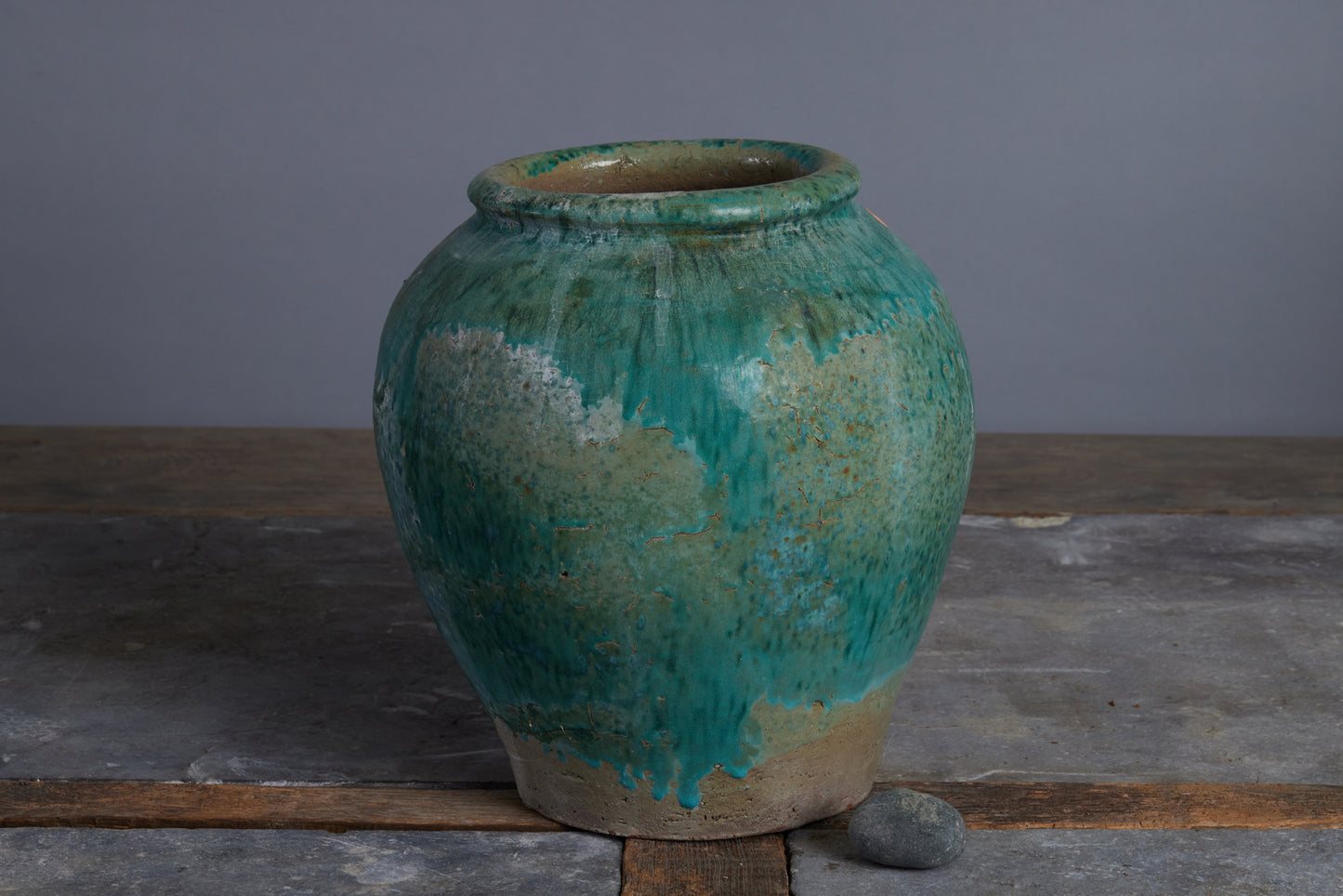 19th Century Blue Green Glaze Borneo Storage Jar