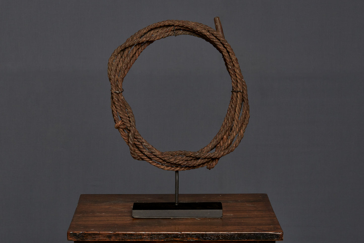 Mounted Rattan Lariat on a Stand