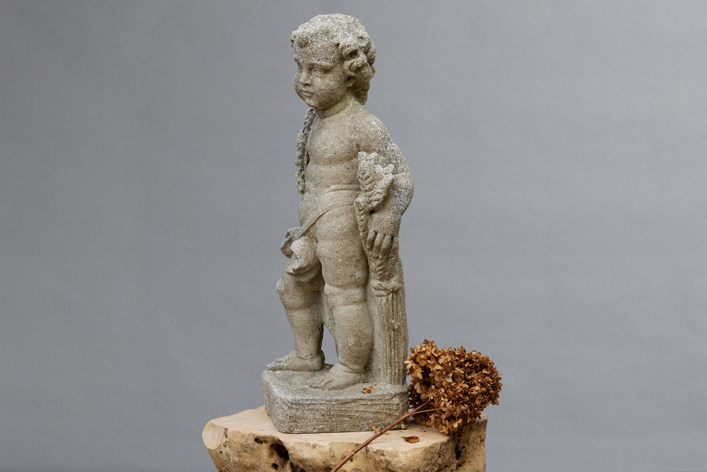 French Cast Stone Garden Figure of Autumn