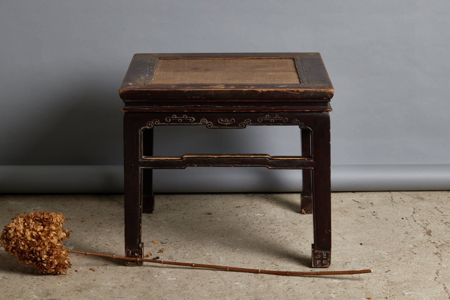 Late 17th - Early 18th Chinese Scholar Meditation Stool with Original Rattan Top