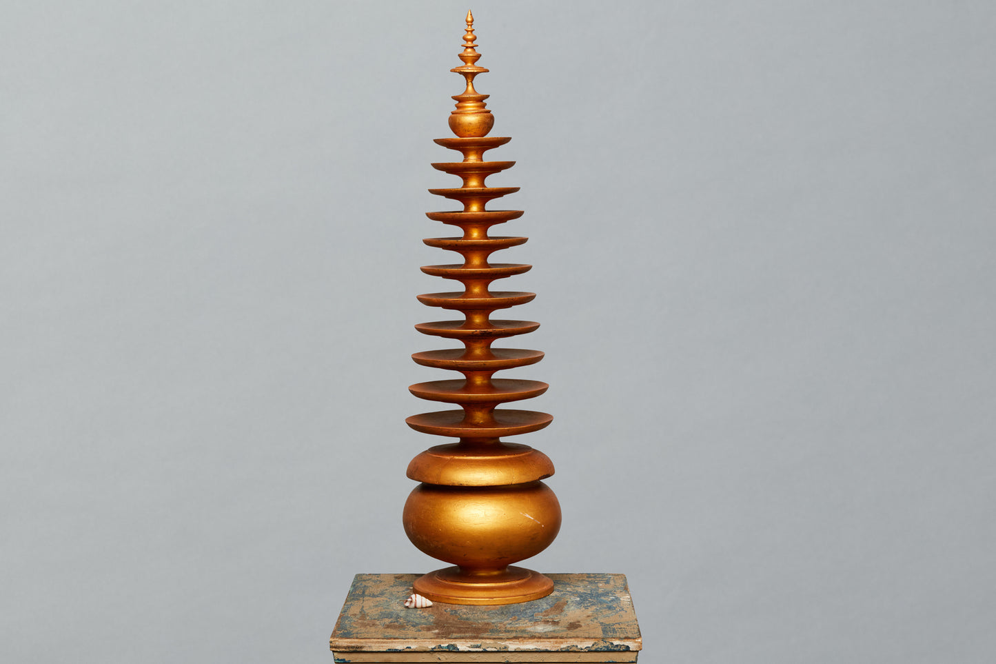 Tall Burmese Gold Lacquer Offering Box