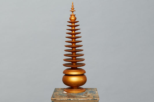 Tall Burmese Gold Lacquer Offering Box
