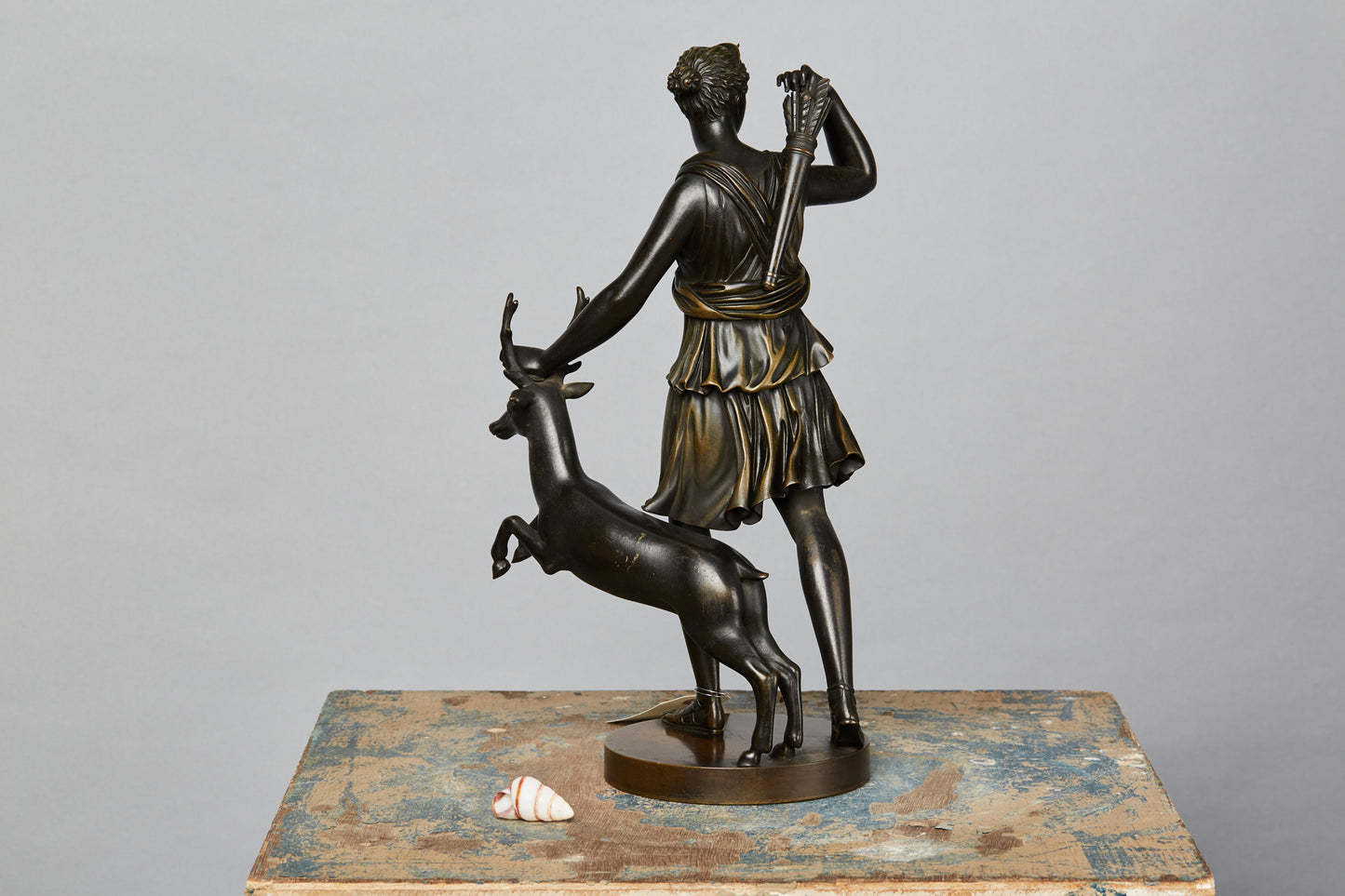 19th Century French Cast Bronze of Artemis with a Stag
