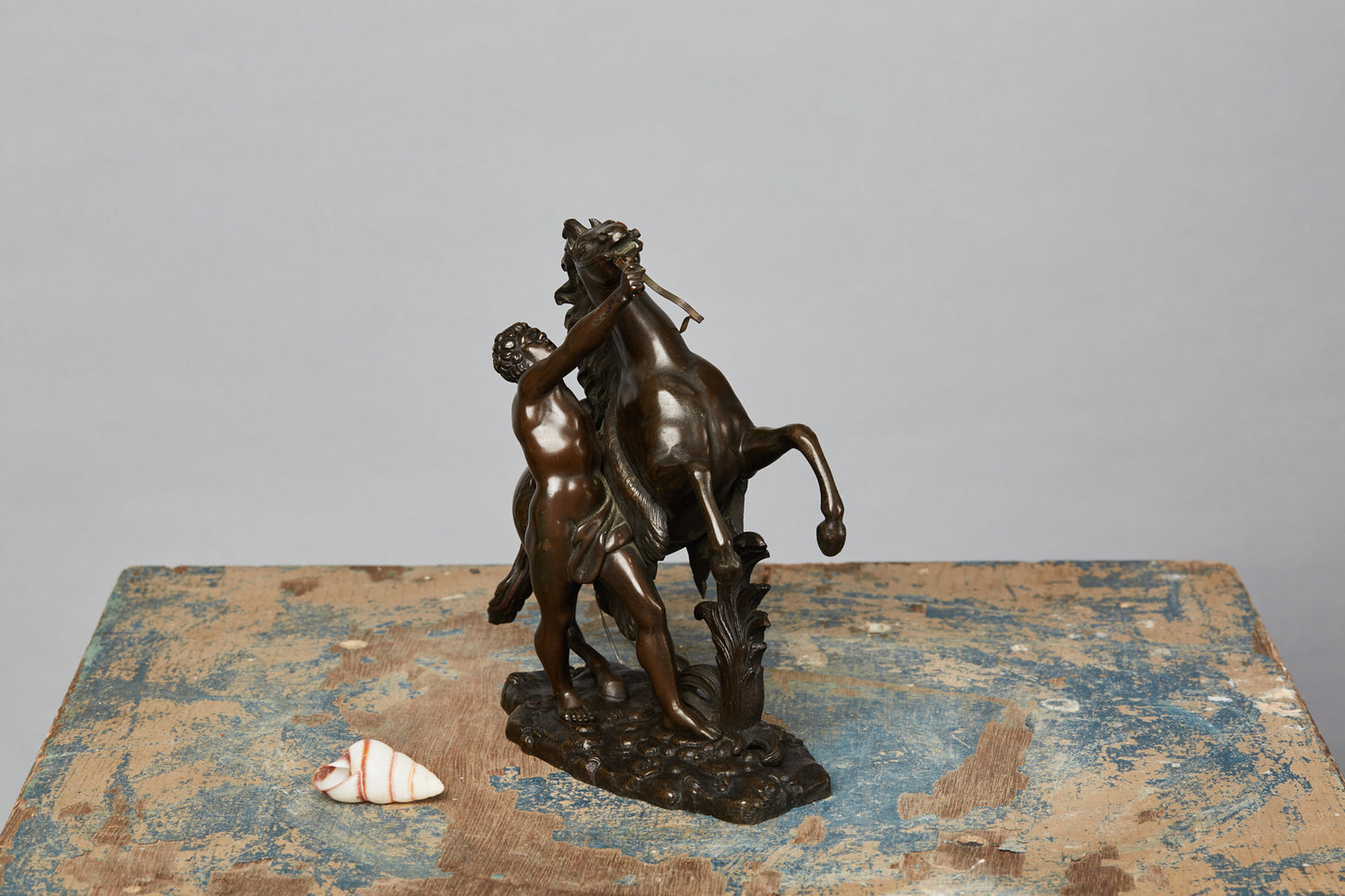 19th Century German Bronze of a Classical Youth with a Horse