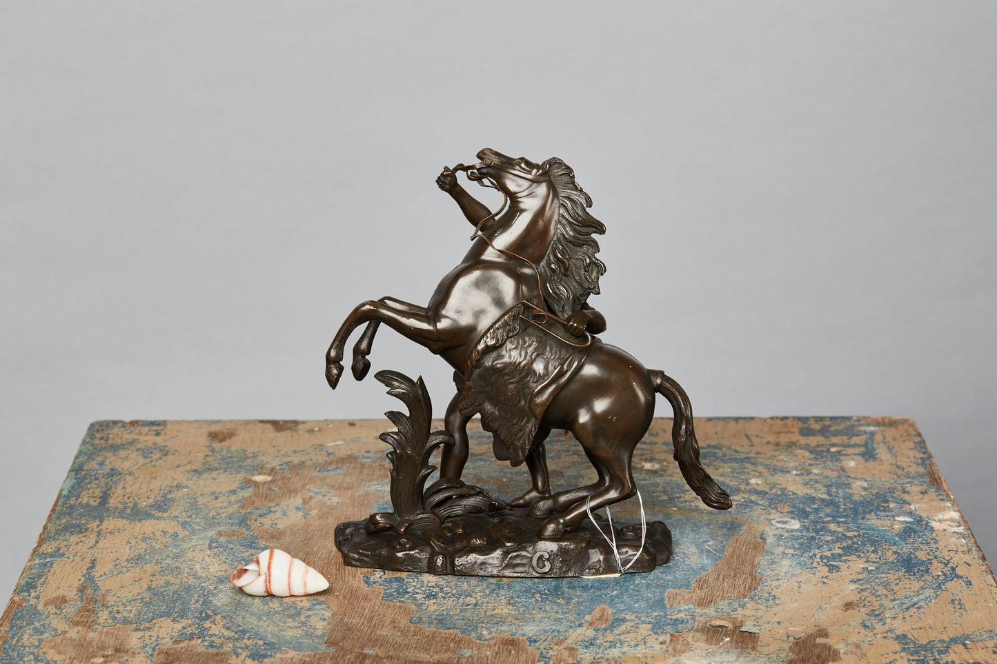 19th Century German Bronze of a Classical Youth with a Horse