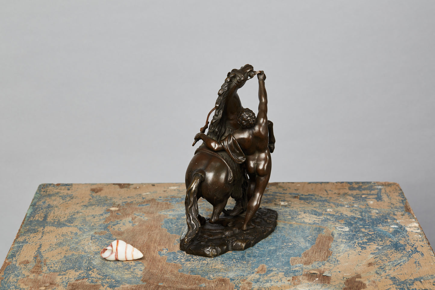 19th Century German Bronze of a Classical Youth with a Horse