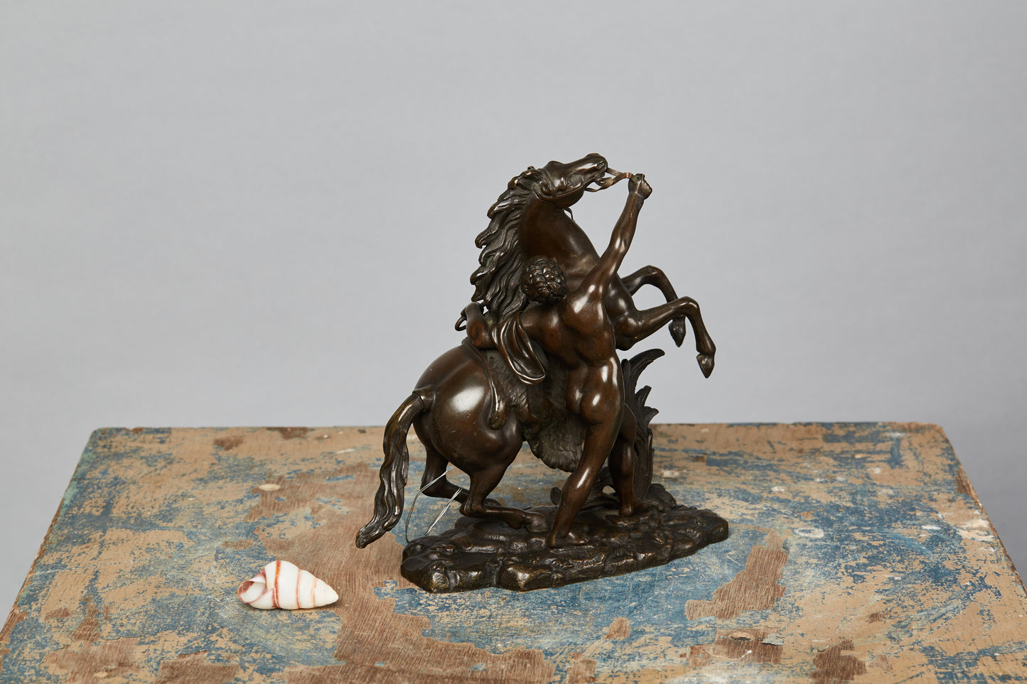 19th Century German Bronze of a Classical Youth with a Horse