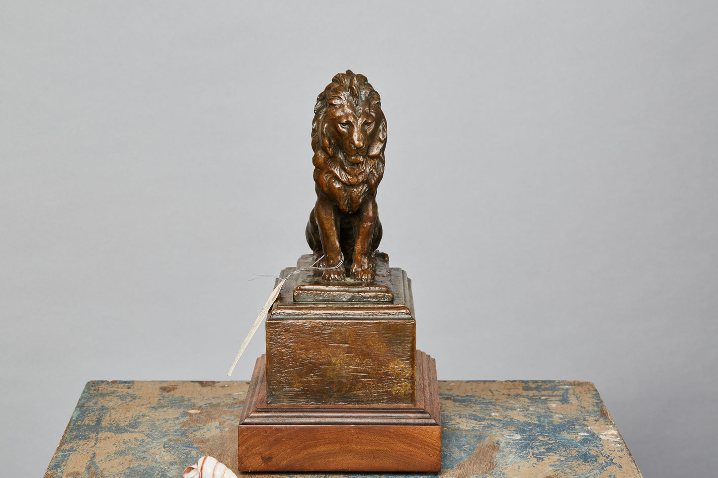 Bronze Lion Mounted on an Oak Based Signed A.P. Braelor
