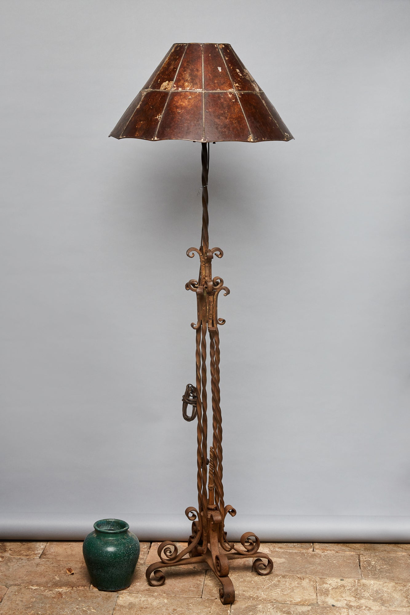 Wrought Iron Floor Lamp with Mica Shade