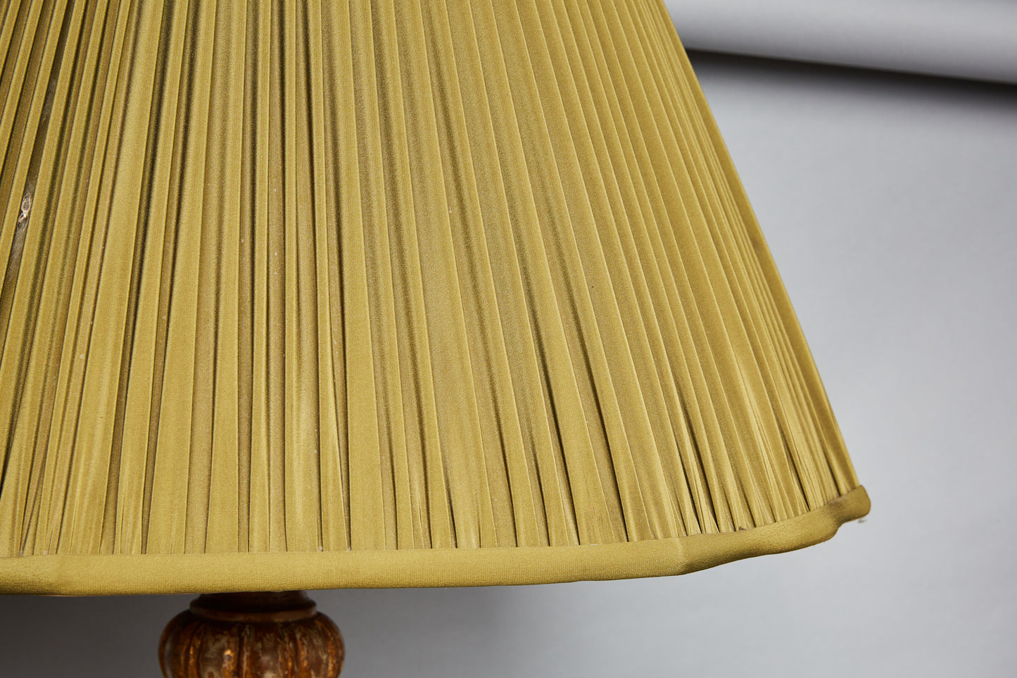 Italian Gilt Floor Lamp with Lion Paw Feet with Green Silk Shade