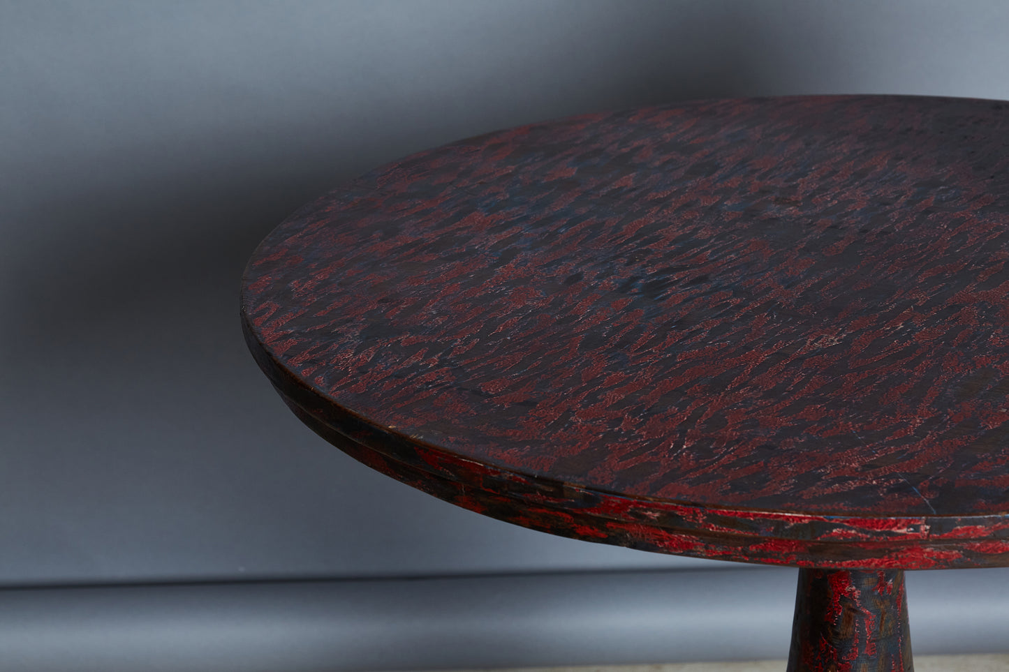 Red & Blue Painted Teak Pedestal Table