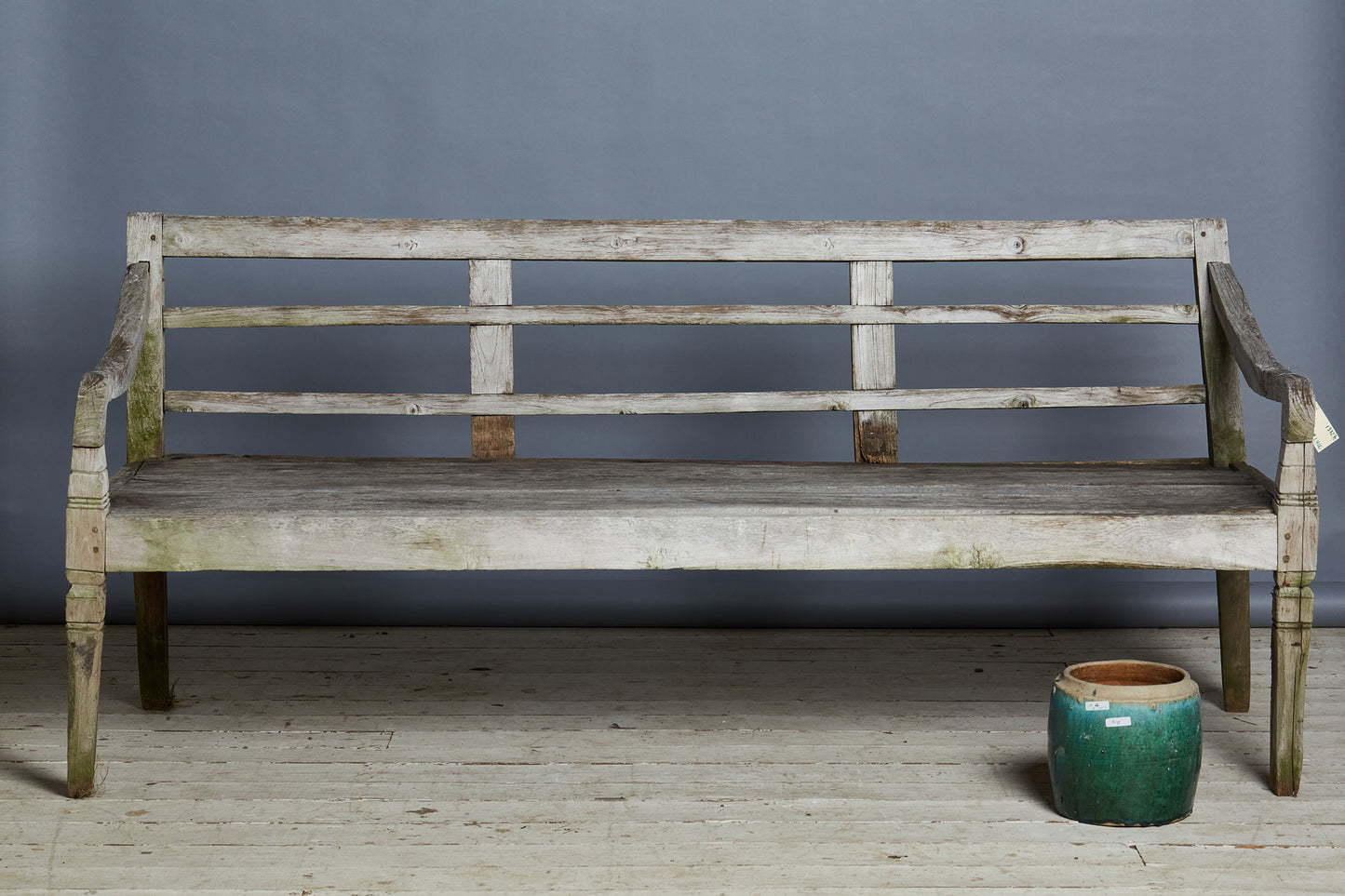 Simple Weathered Dutch Colonial Teak Bench