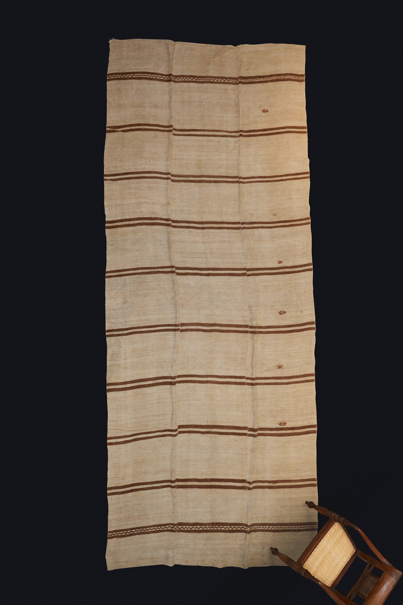 Natural Hemp Carpet with Double Brown Stripes (6' 4" x 15' 6")