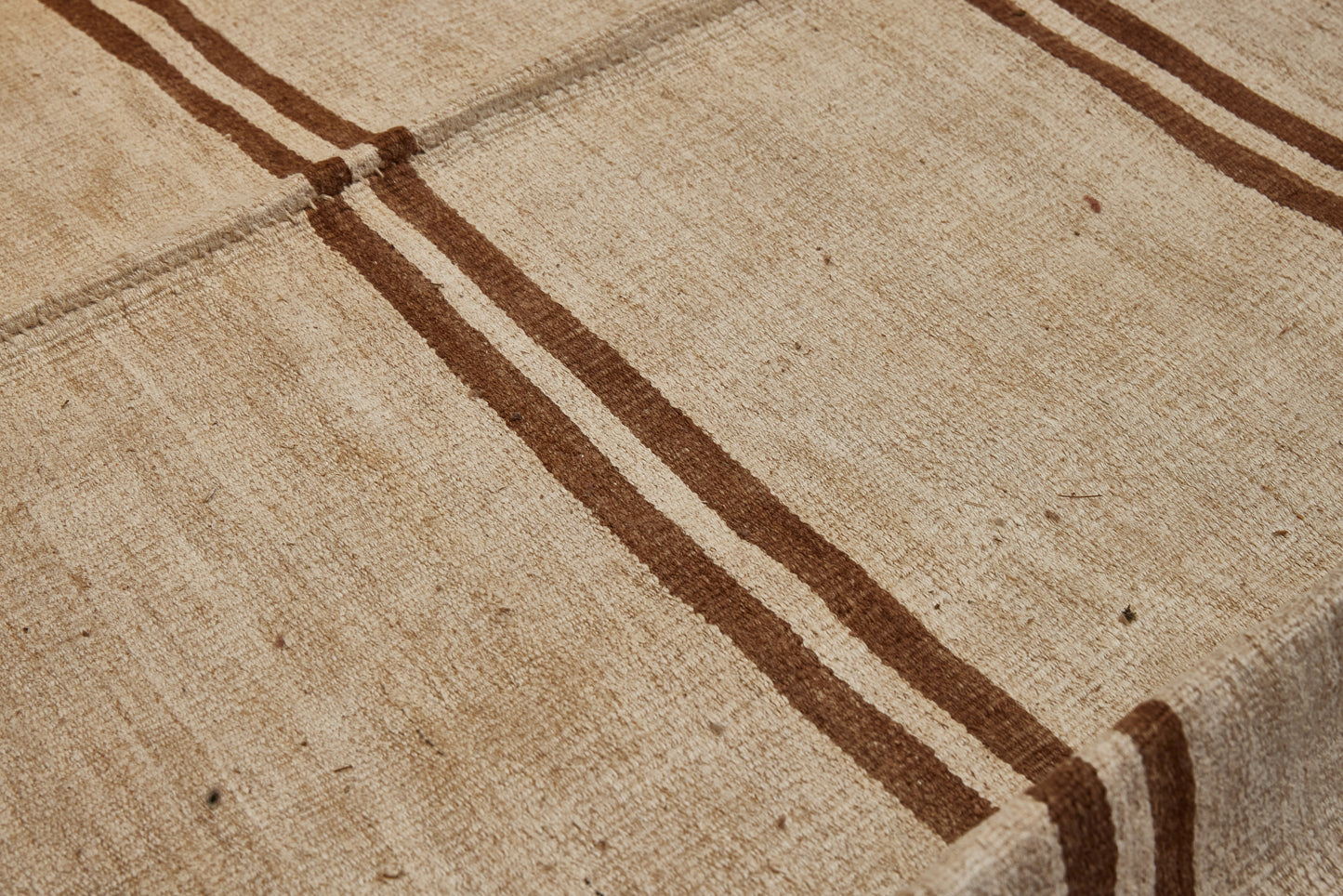Natural Hemp Carpet with Double Brown Stripes (6' 4" x 15' 6")