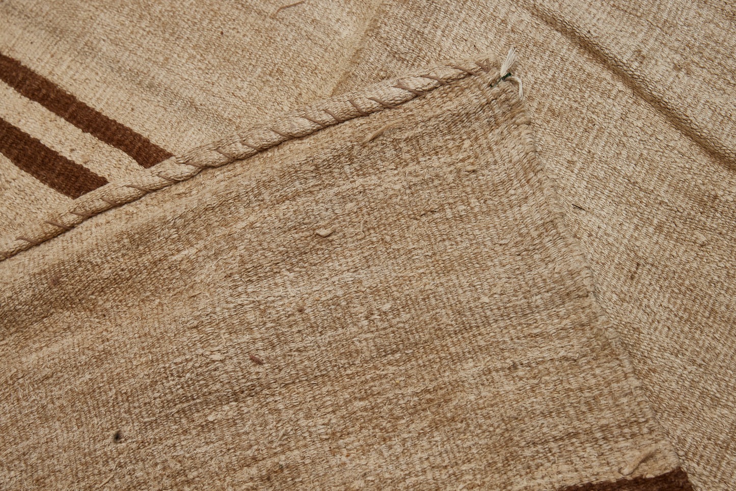 Natural Hemp Carpet with Double Brown Stripes (6' 4" x 15' 6")