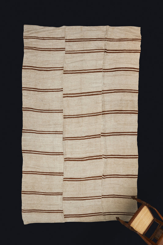 Wheat with Cinnamon Striped Hemp Carpet (6' 4" x 11' 9")