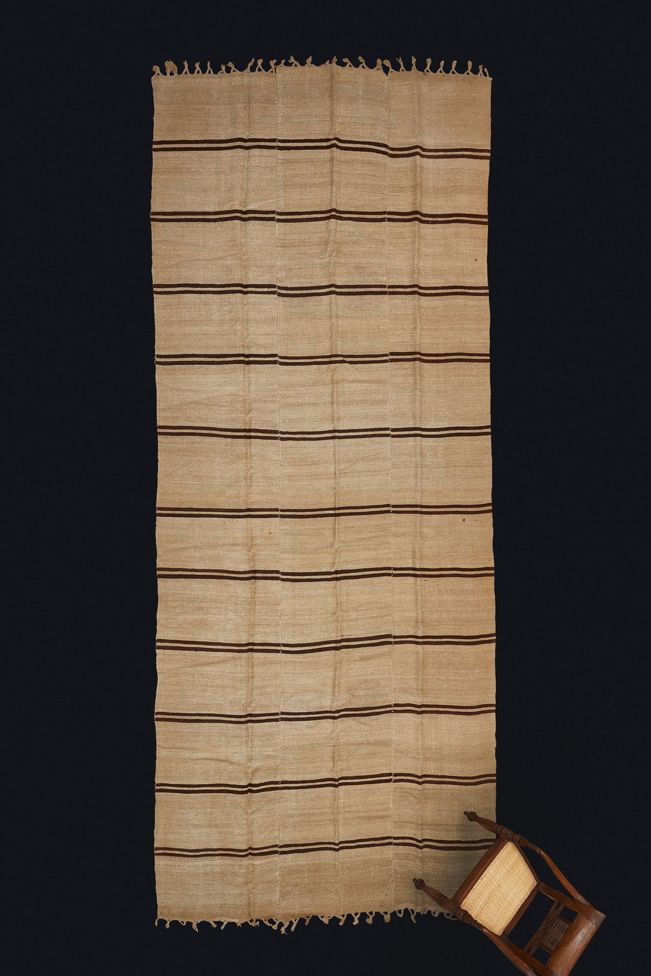 Dark Oatmeal & Chocolate Stripe Hemp Carpet (6' 2" x 15' 8")