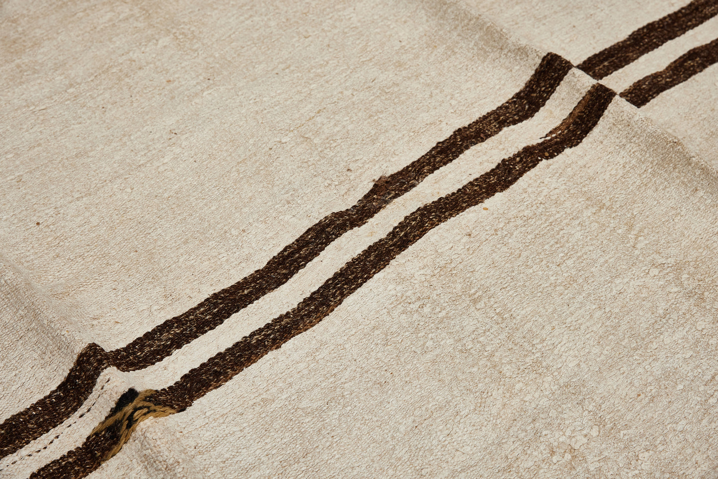 Large Natural Hemp Carpet with Brown Stripes  (5' x 13')