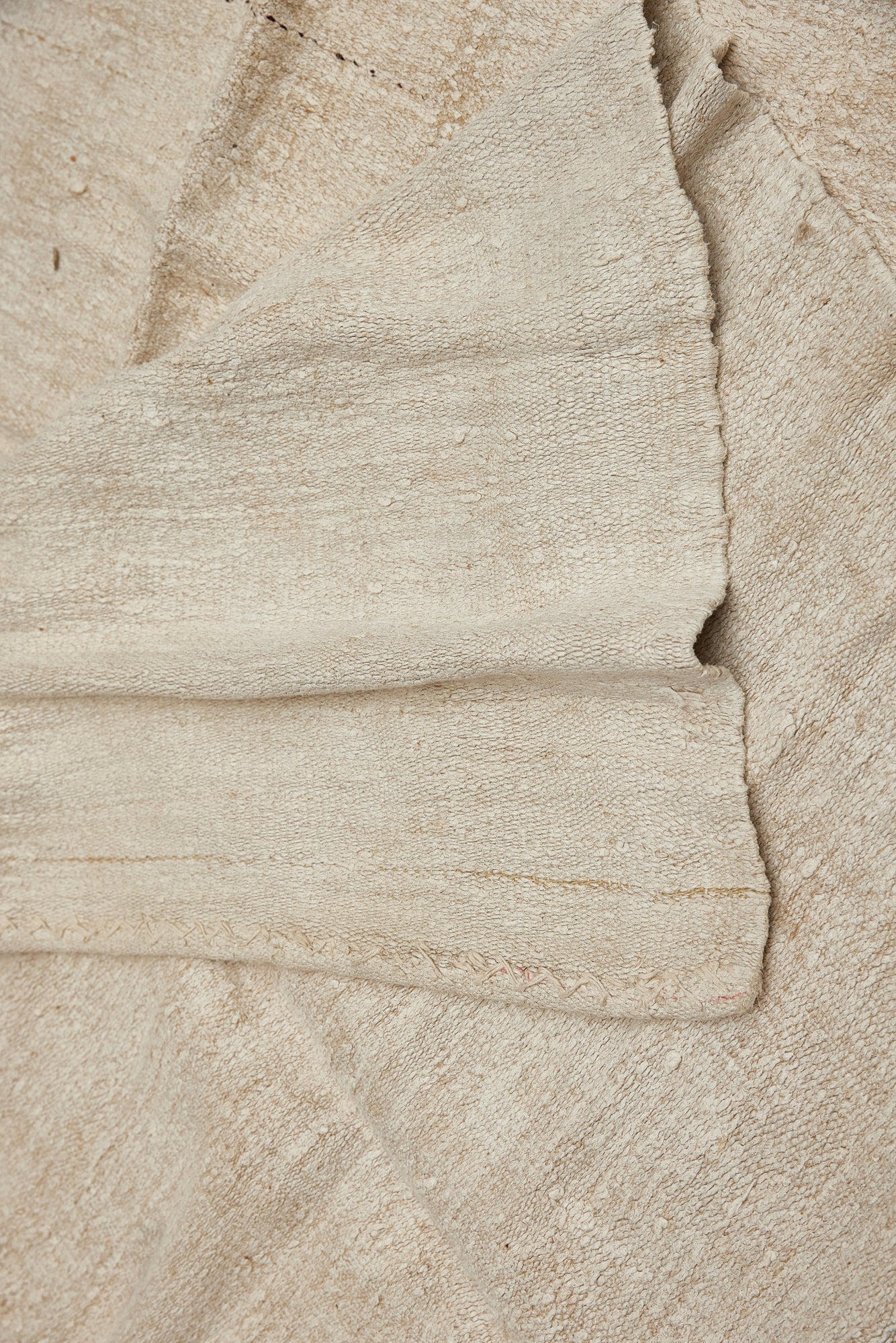 Large Natural Hemp Carpet with Brown Stripes  (5' x 13')