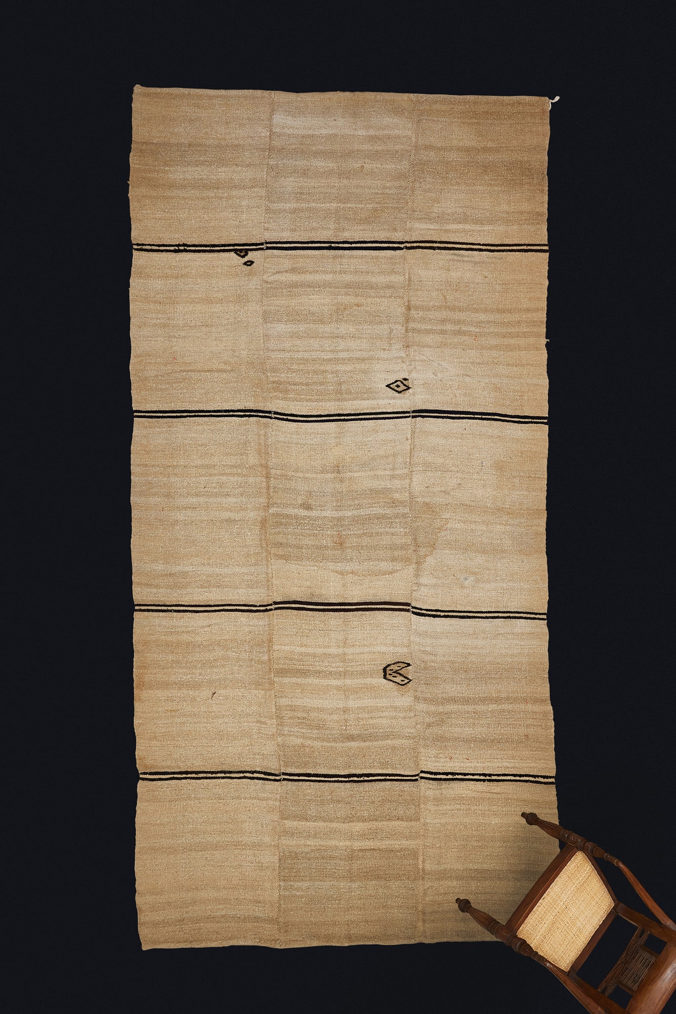 Large Hemp Carpet with Stripes & Symbols (6' x 12' 5'')