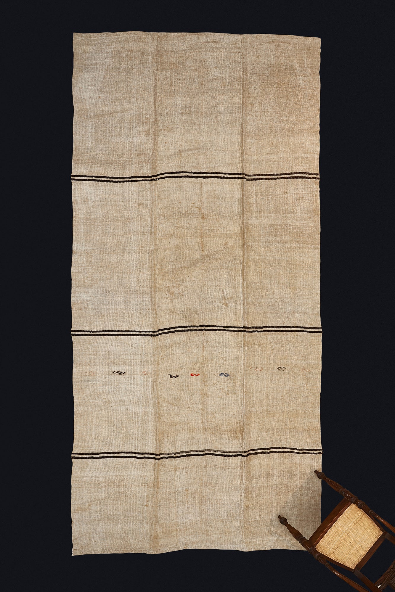 Striped Hemp Carpet in Brown, Grey & Red (6' 6'' x 14' 14'')