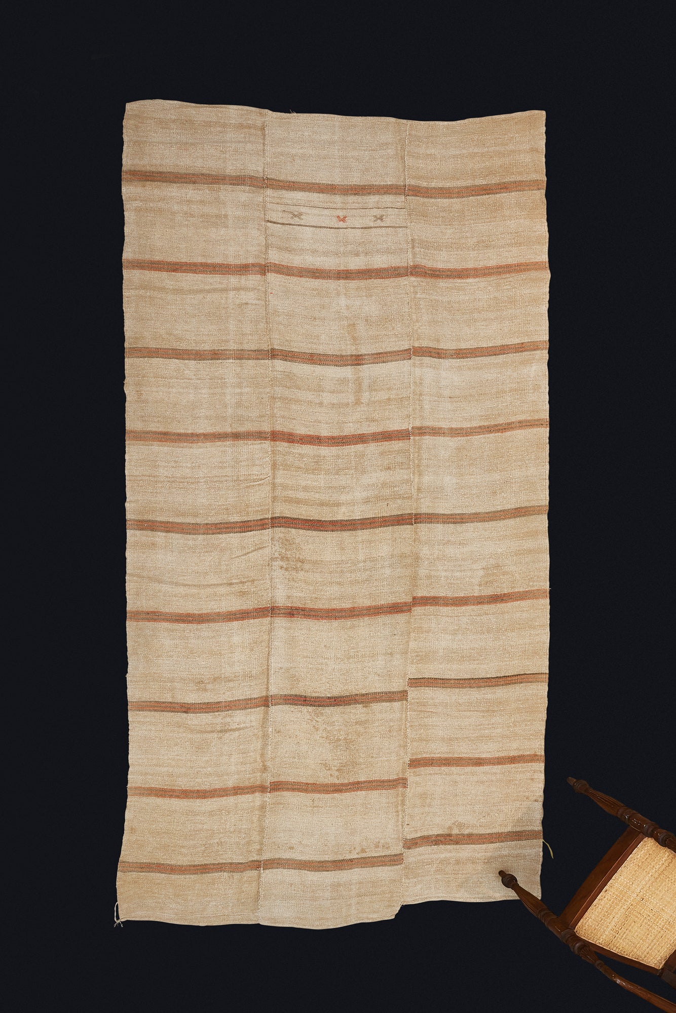 Large Hemp Carpet From Northern Iran with Grey and Peach Stripes..............(5' 4'' x 11' 11'')