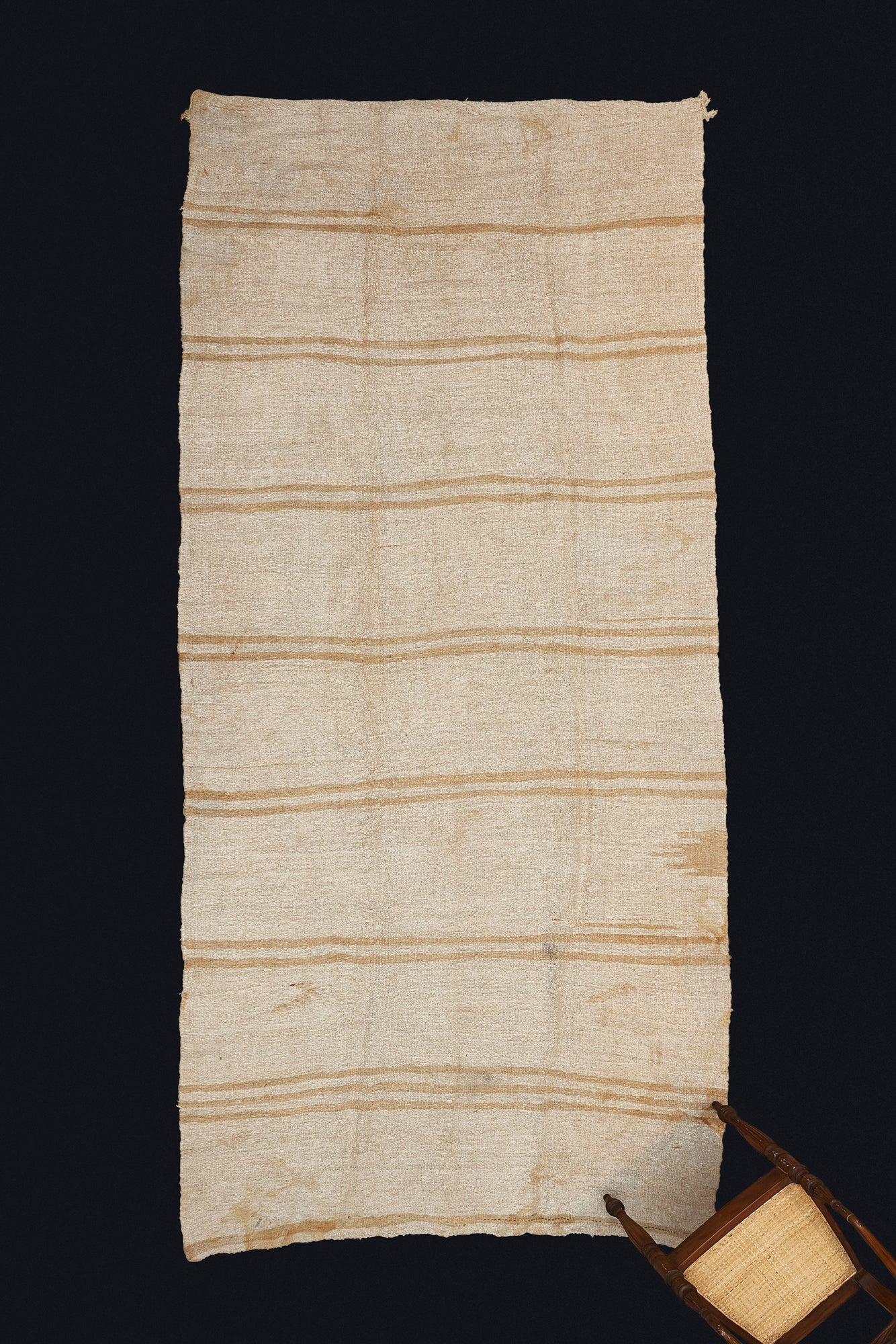 Large Hemp Carpet with Pale Double & Triple Brown Stripes (5' 10" x 13' 1")