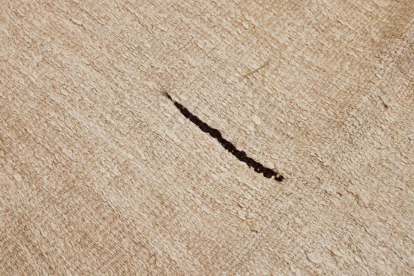 Large Finely Woven Single Piece Cream Colored Hemp Carpet with One Chocolate Line.............(7' 1'' x 11' 9'')