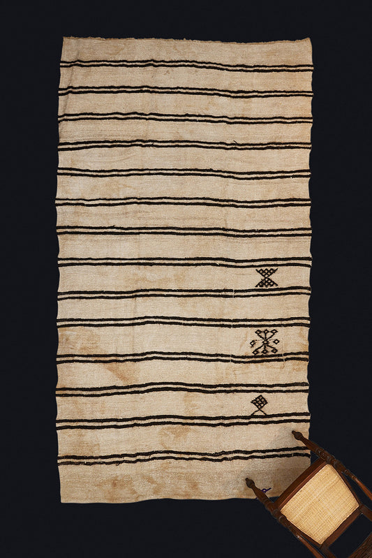 Striped Hemp Carpet with Floating Symbols (6' 8" x 11' 10.5")