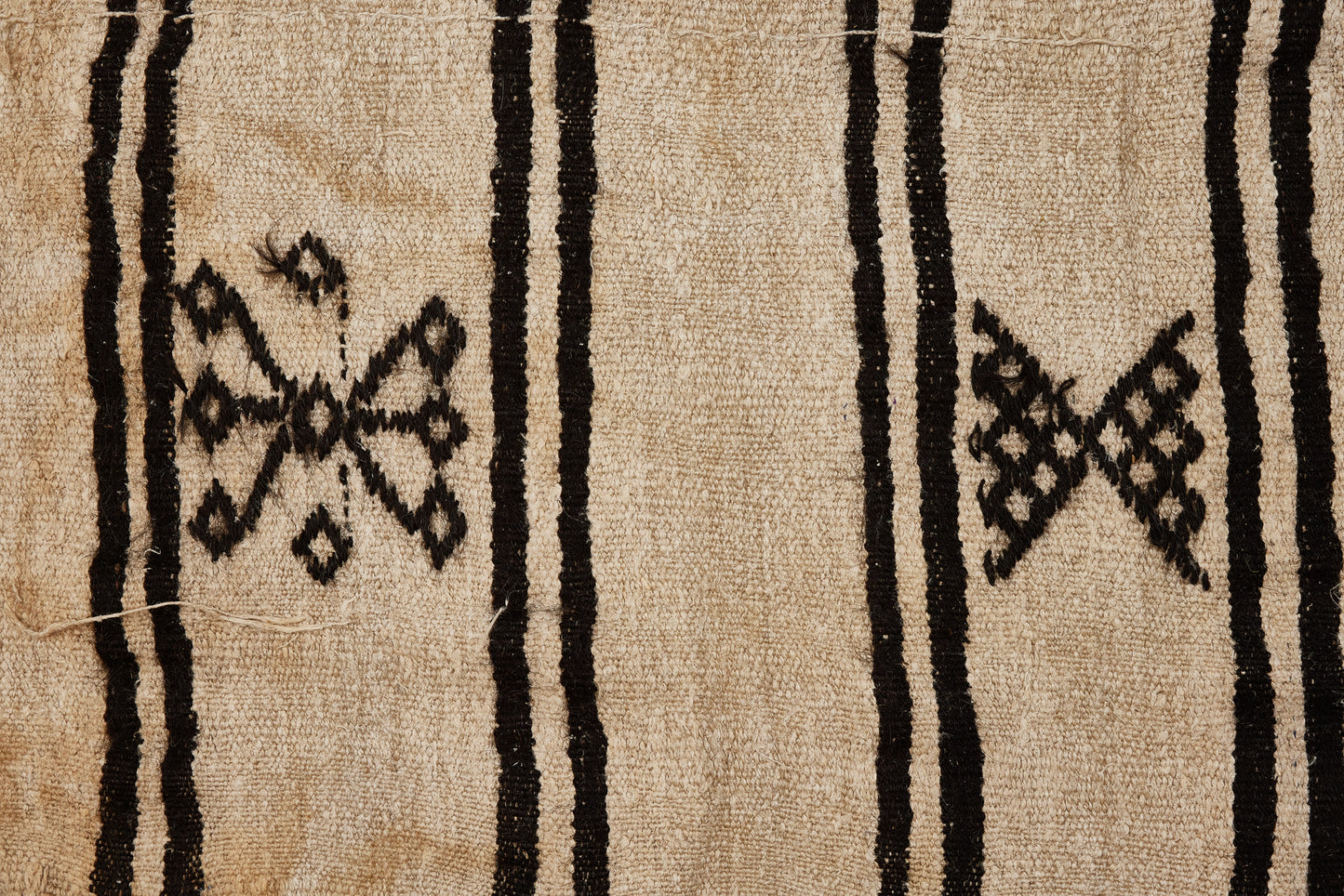 Striped Hemp Carpet with Floating Symbols (6' 8" x 11' 10.5")
