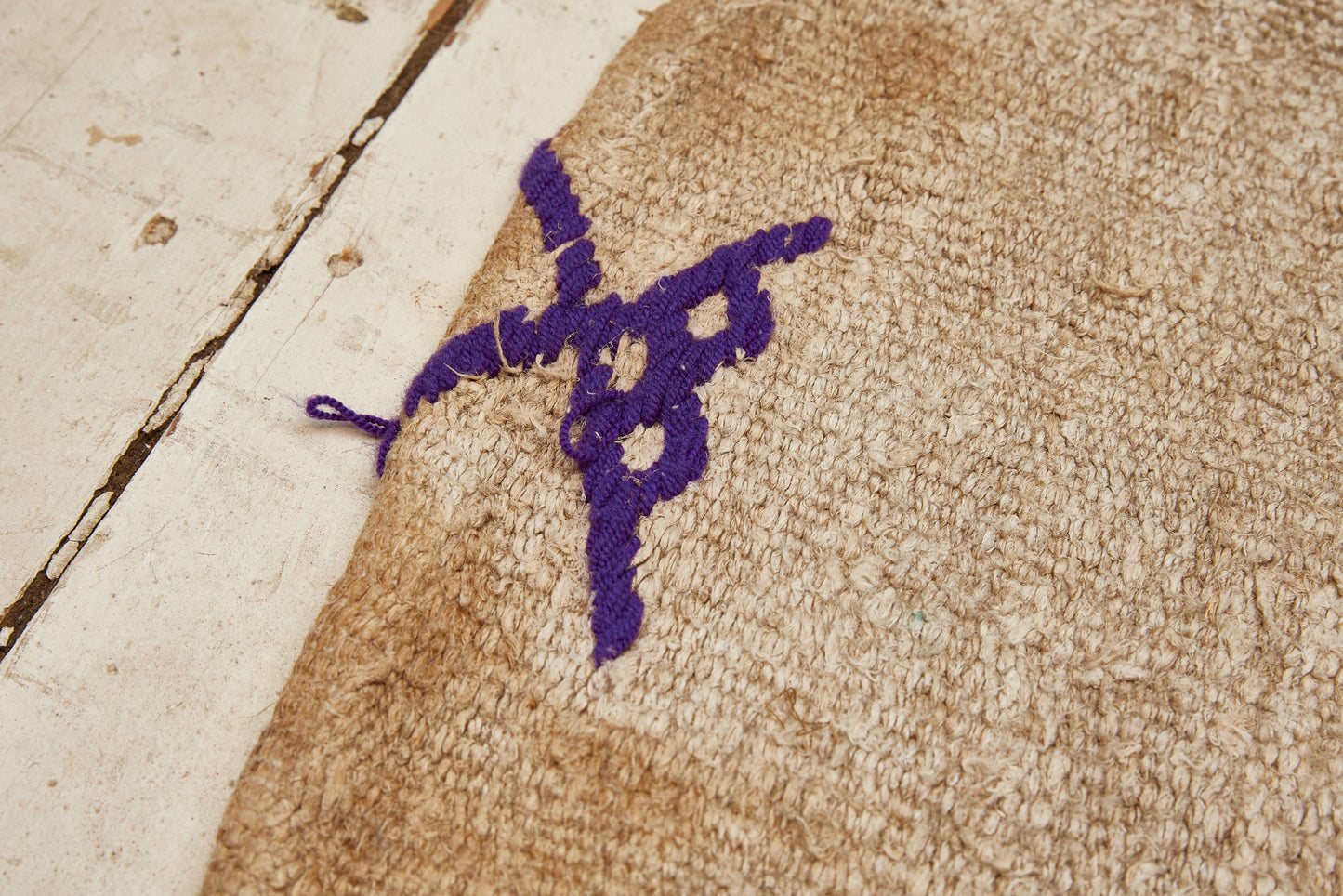 Striped Hemp Carpet with Floating Symbols (6' 8" x 11' 10.5")