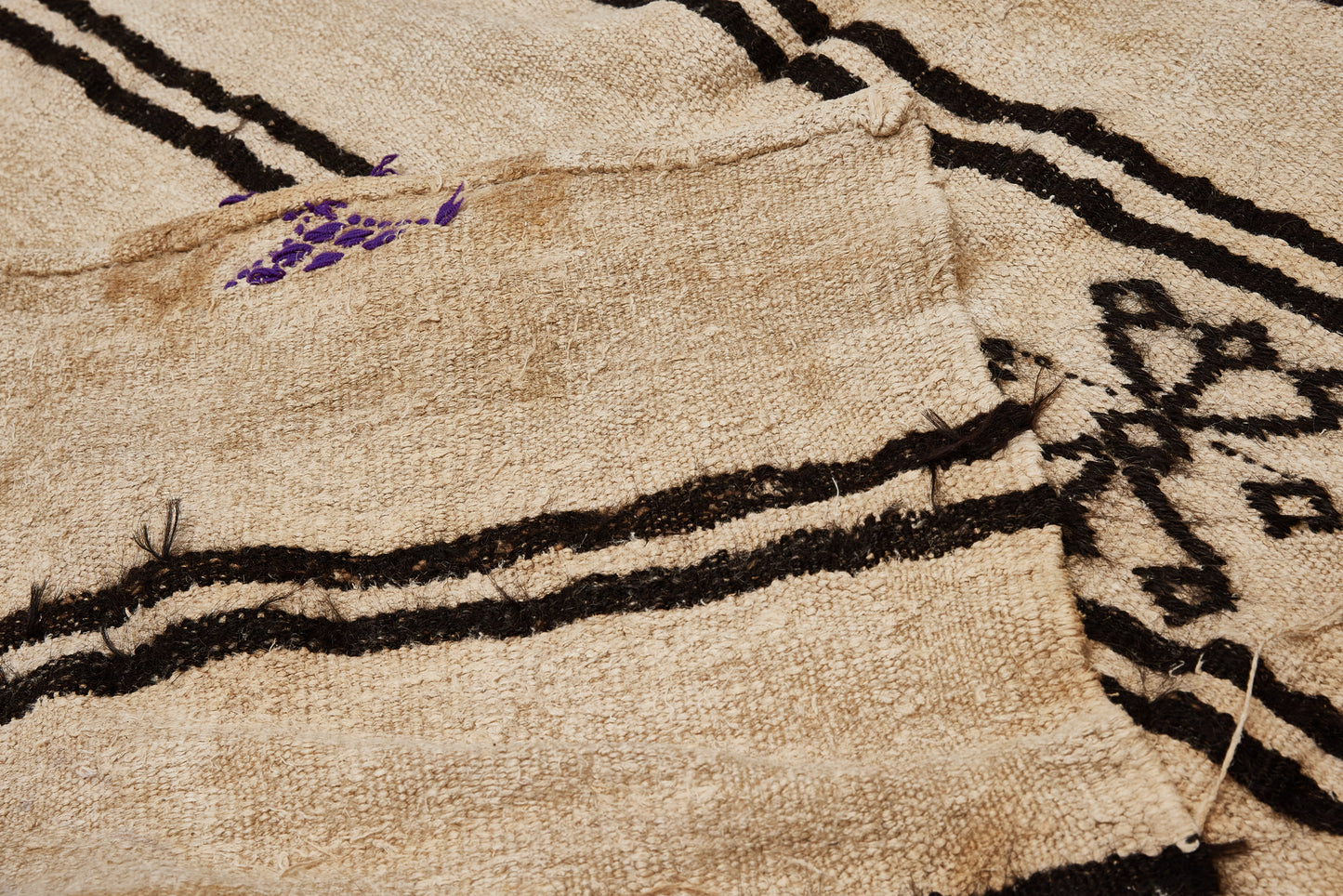 Striped Hemp Carpet with Floating Symbols (6' 8" x 11' 10.5")