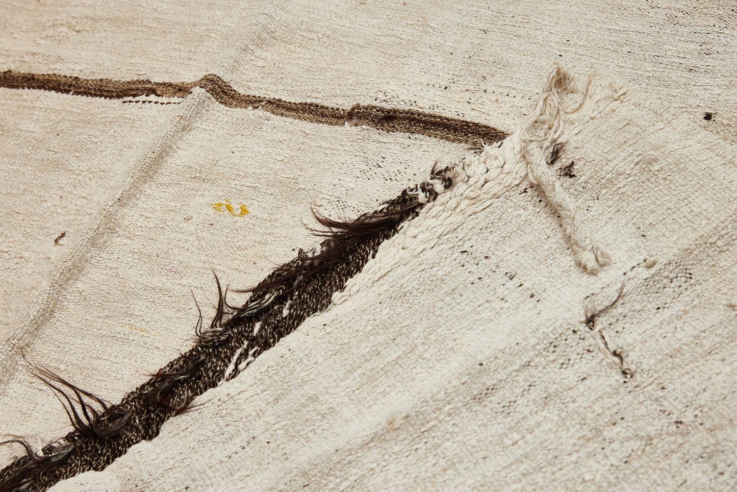 Medium Broad Woven Light Colored Hemp Carpet with 5 Chocolate Stripes and Floating Medallions....................(5' 7" x 10' 10")