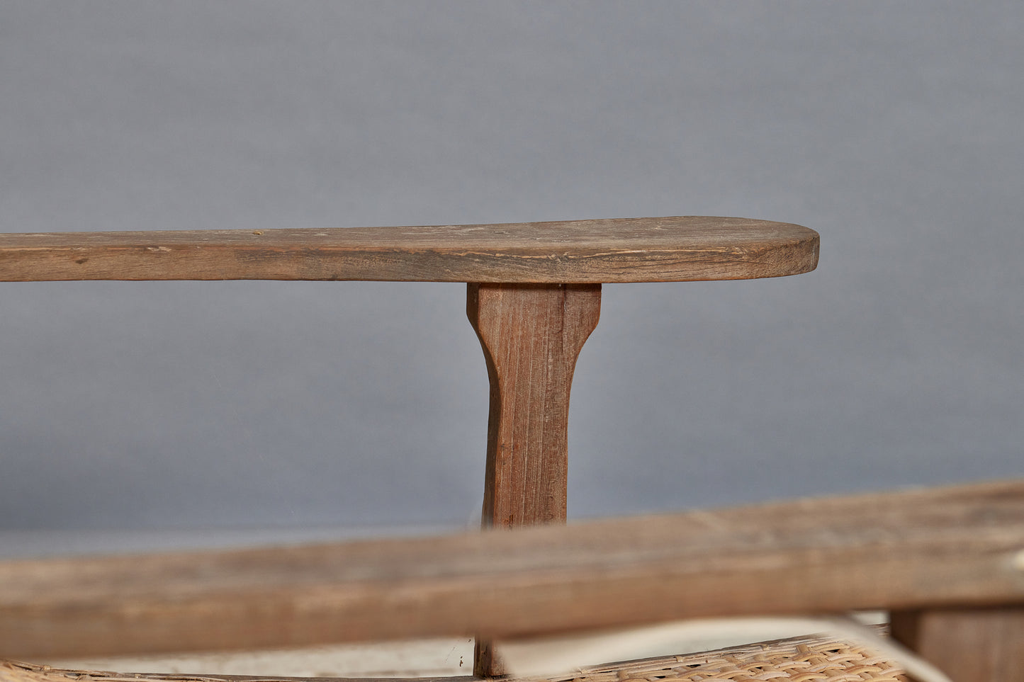 Early Dutch Colonial Teak Chaise with Woven Rattan Seat