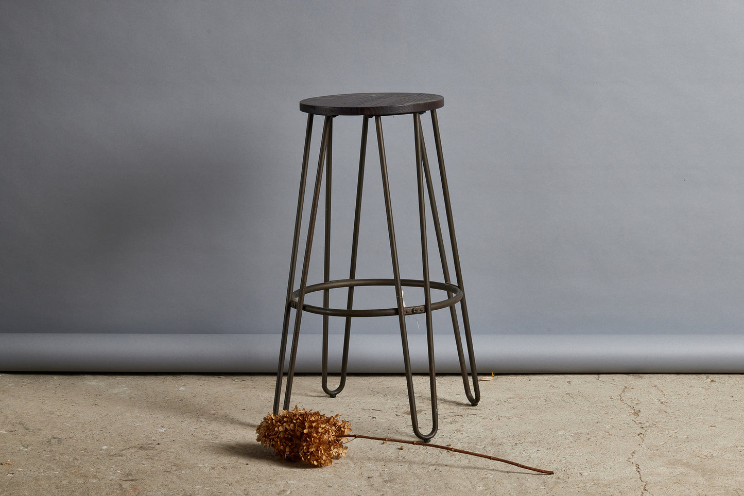 Iron & Teak Bar Stool