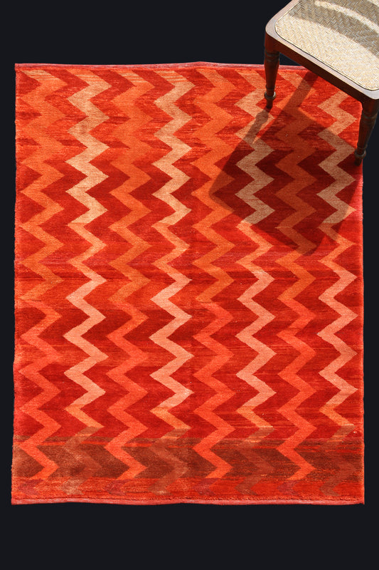 Orange And Red Zig Zag Konya (4' 2'' x 5' 10'')