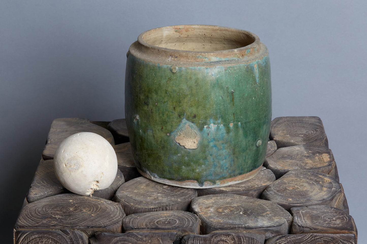 19th Century Green Salt Glazed Storage Jar from Borneo