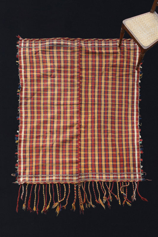 Kashkai With Brown And Yellow Check ........ (5' x 6' 8")