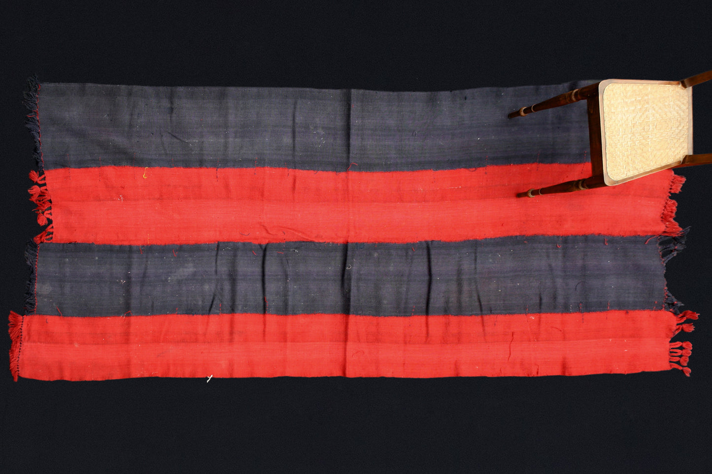 Kurdish Herkari Tent Divider With Red And Blue Stripes (4' 11" x 11' 8")