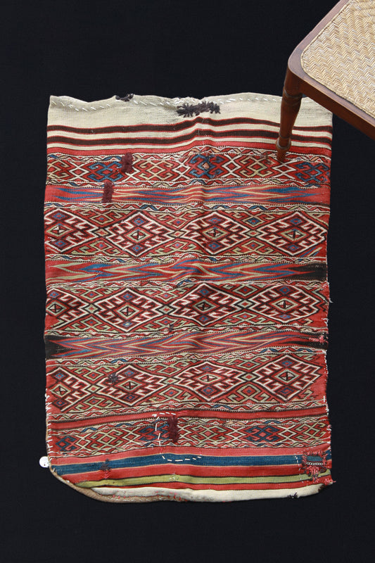 Saddle Bag With Red, Blue And Green Design (2' 8" x 3' 11")