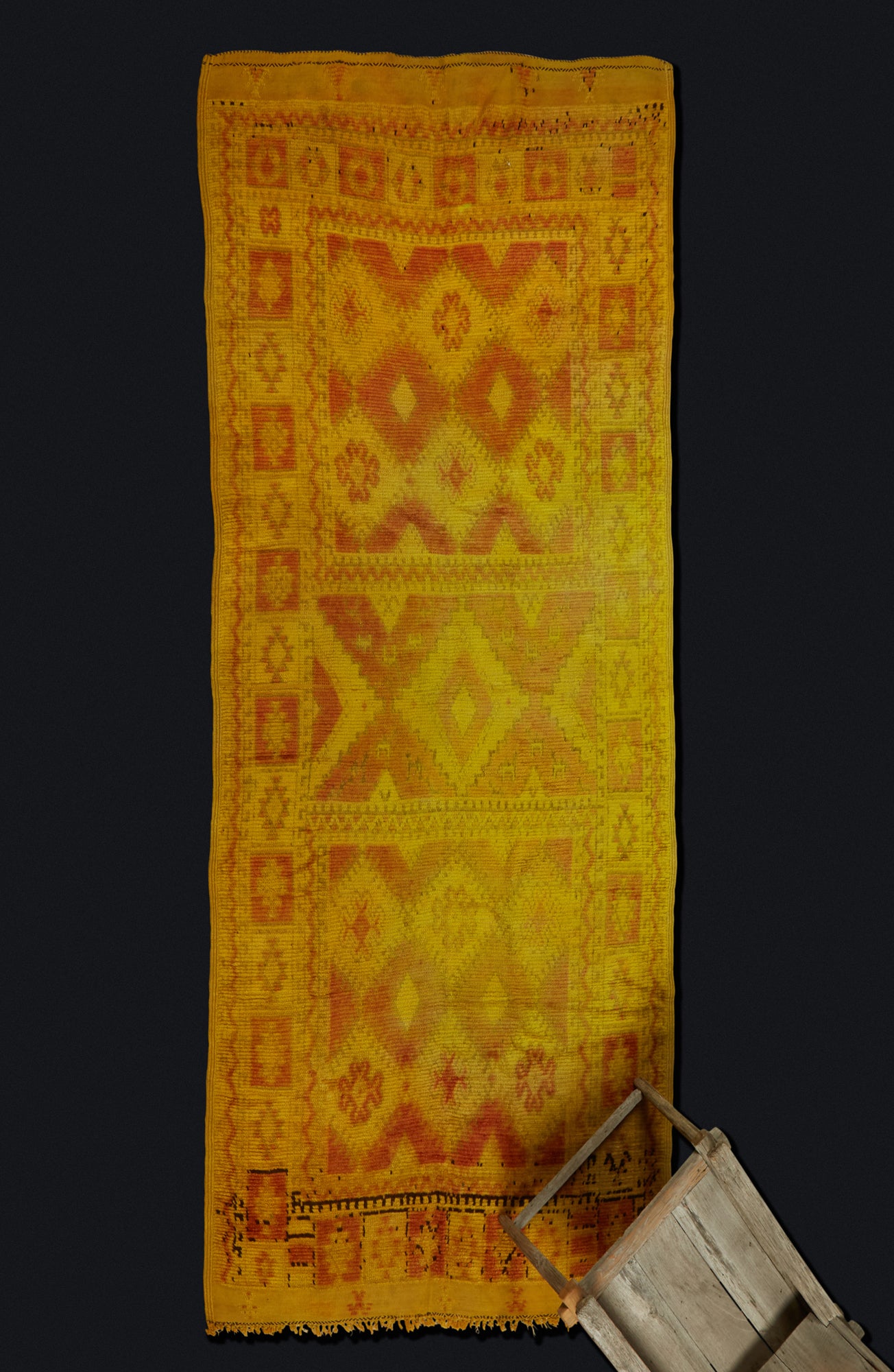 Saffron Colored High Atlas Old Berber Carpet .......... (4' 6'' x 10' 10'')