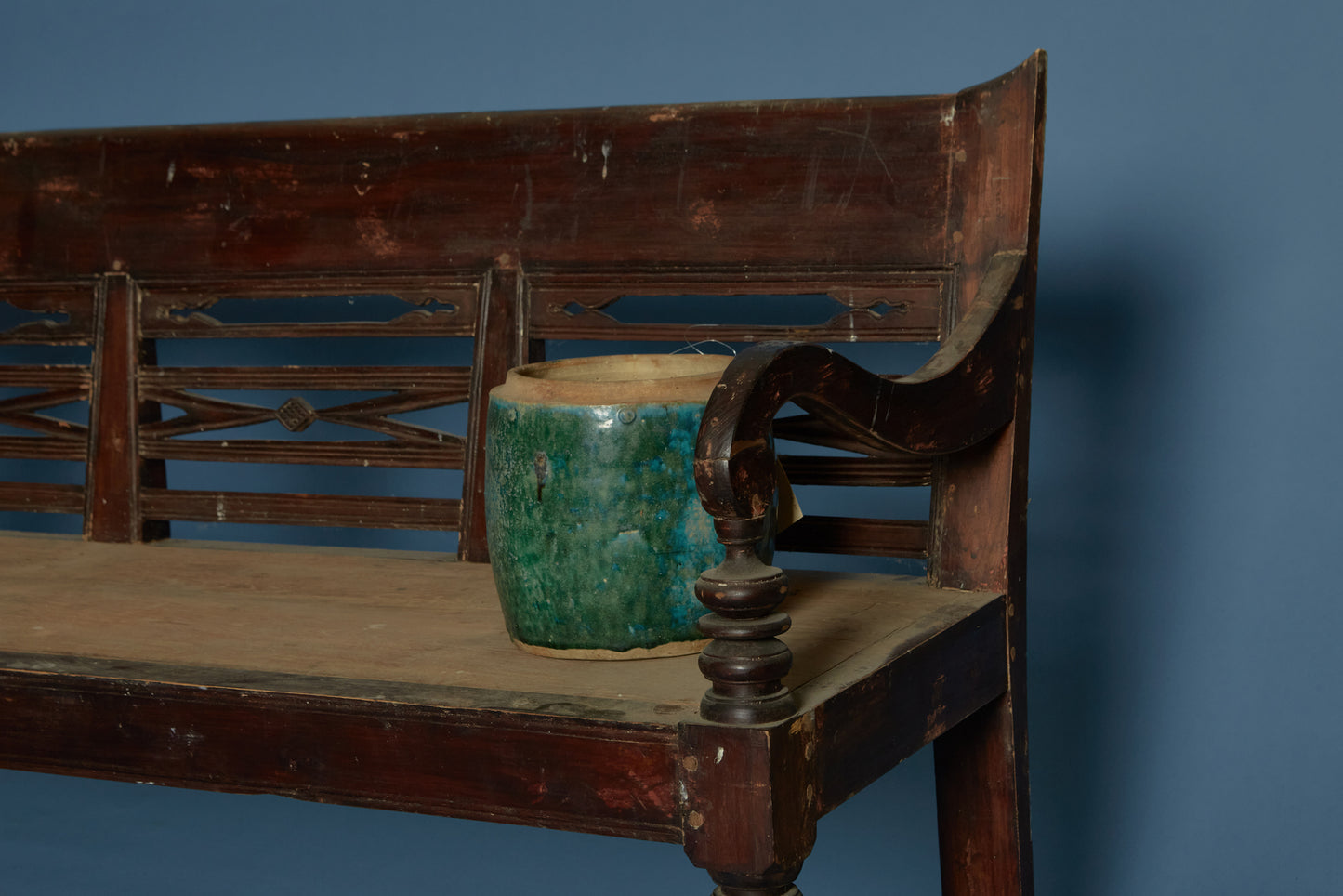 Early Classic Style Dutch Colonial Teak Bench from Jakarta