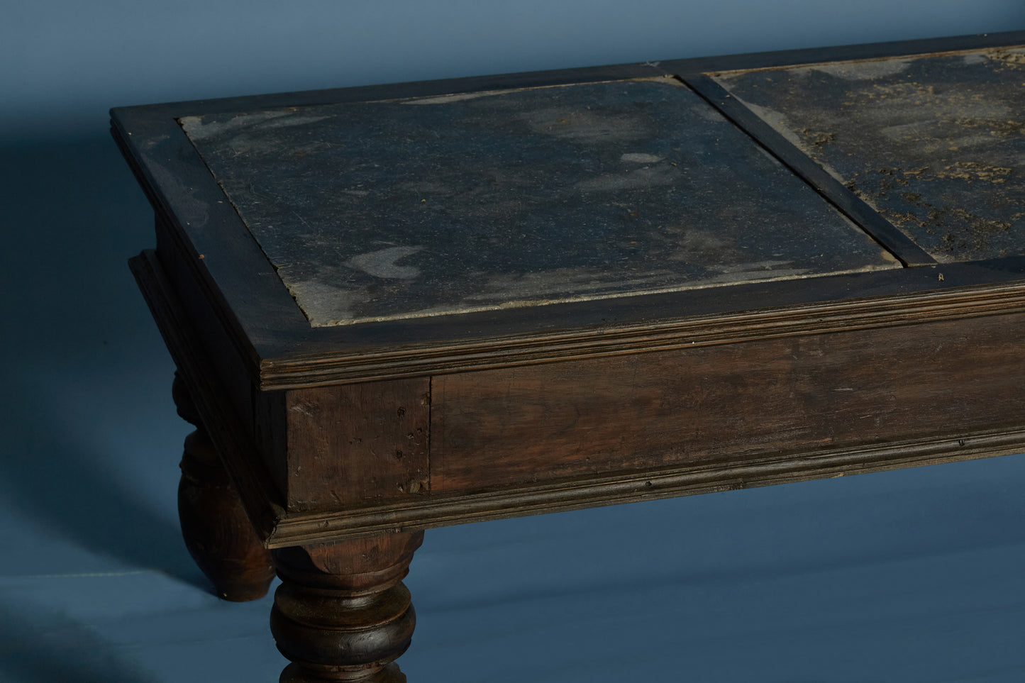 Dutch Colonial Teak Coffee Table with 17th Century Java 3 Piece Stone Top