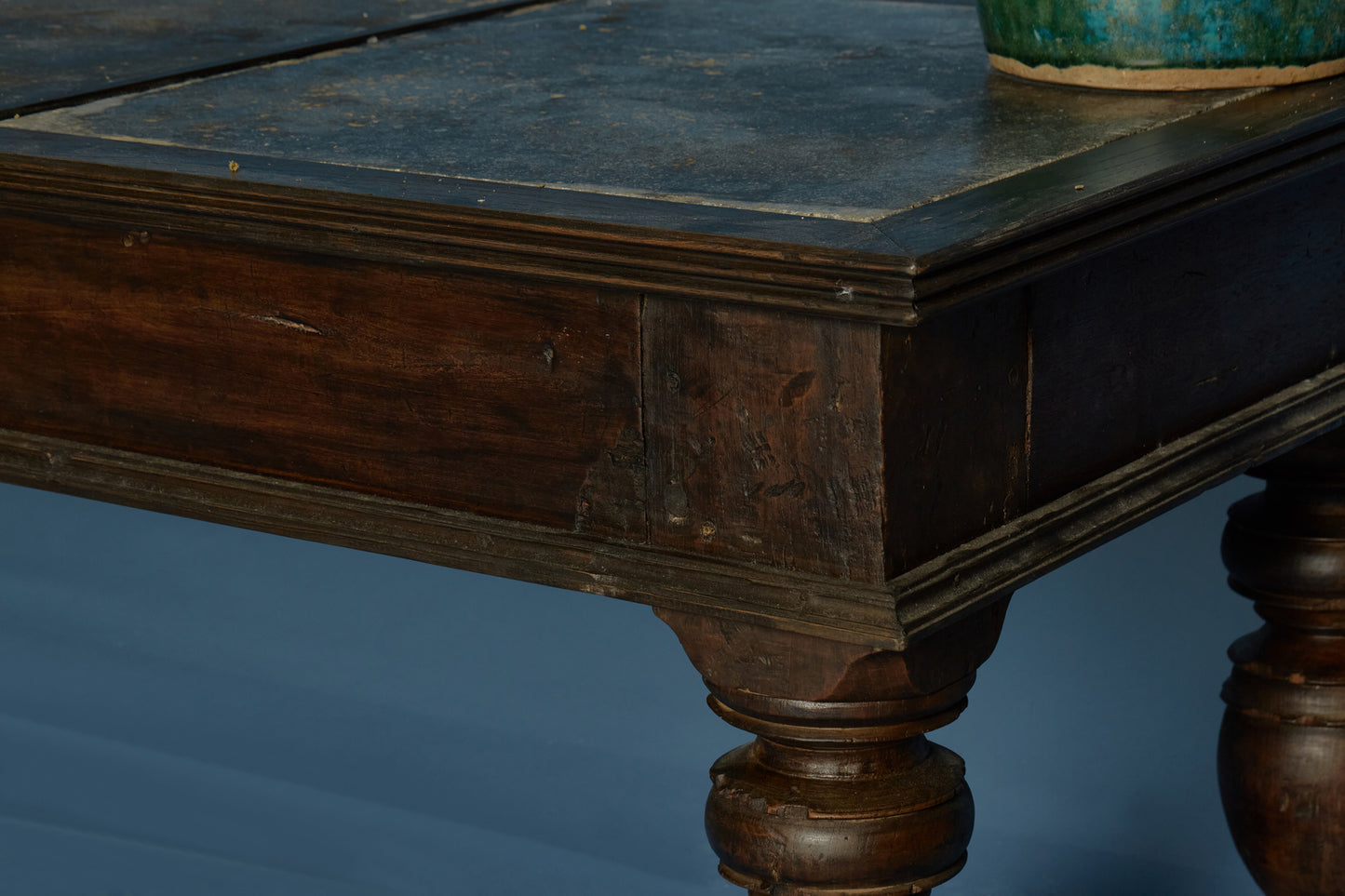Dutch Colonial Teak Coffee Table with 17th Century Java 3 Piece Stone Top