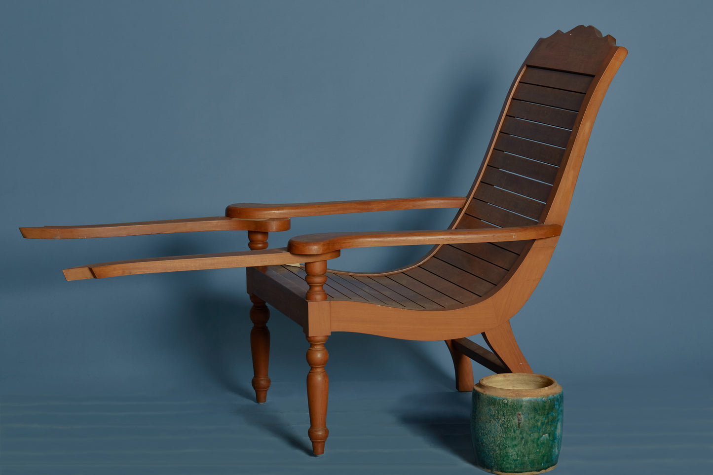 Teak Slat Seat Dutch Colonial Plantation Chair