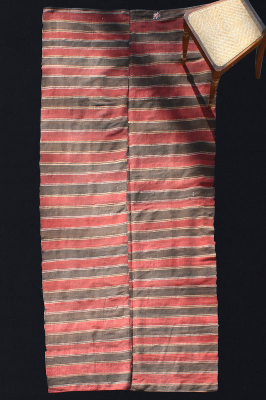 Red & Chocolate Striped Textile from North Iran (4' 3" x 9' 10")
